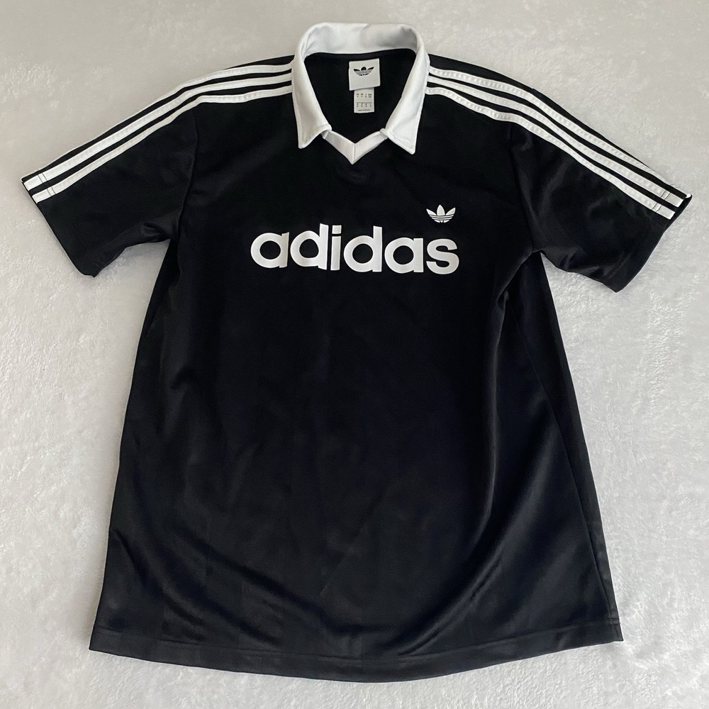 ADIDAS Archive Collar Engineered Jersey Men's Medium Black & White Regular Fit - Picture 5 of 8